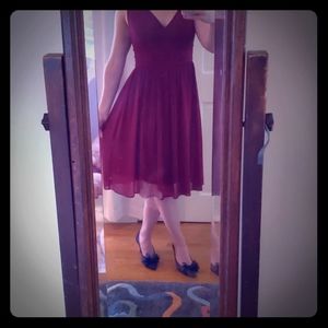 Deep merlot fit and flare dress